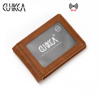 CUIKCA Unisex portfel Rfid torebka klip na pieniądze kobiety mężczyźni metalowy klips wąski skórzany portfel identyfikator firmy przypadki kart kredytowych portfel podróżny 2